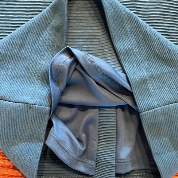 BODEN textured ribbed solid teal bodycon fit dress short sleeve low round back 4 - Picture 13 of 16